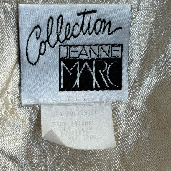 Vintage Jeanne Marc Collection Womens Pleated Jacket Metallic Floral Cream Blue - Picture 3 of 6